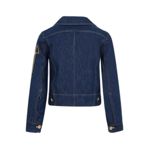 Patou Long Sleeved Buttoned Cropped Denim Jacket