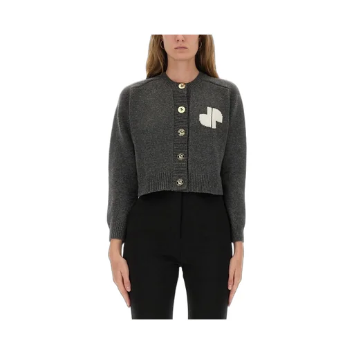 Patou Cropped Button-Up Knit Cardigan