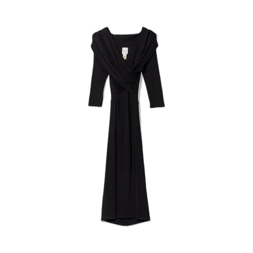 Patou Draped Wrap Long-Sleeve Dress