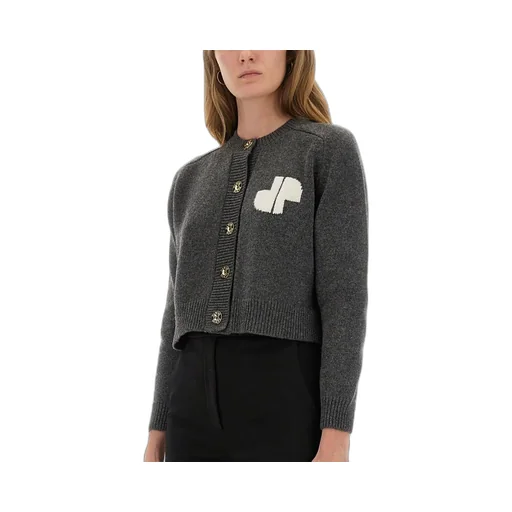 Patou Cropped Button-Up Knit Cardigan