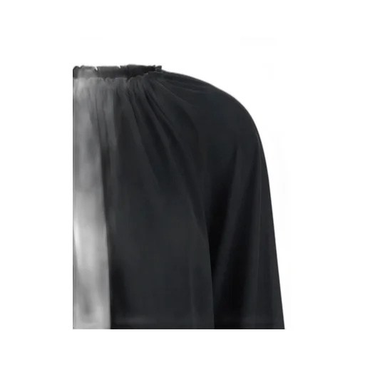 Plain Gathered Dropped-Shoulder Top