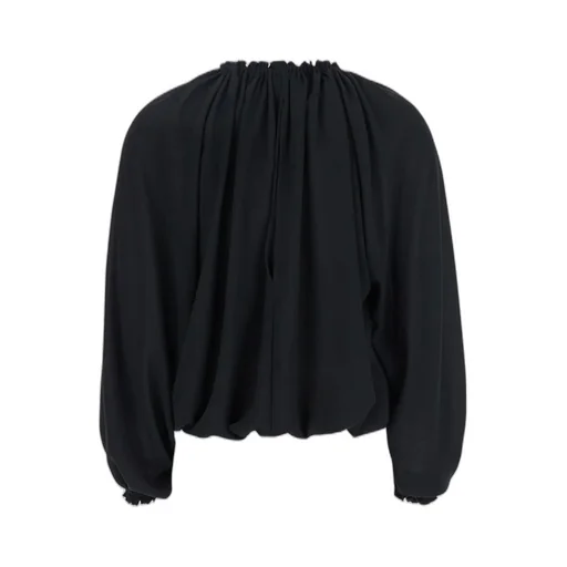 Plain Gathered Dropped-Shoulder Top