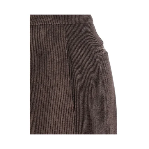 Plain Ribbed Velvet High-Waist Pants