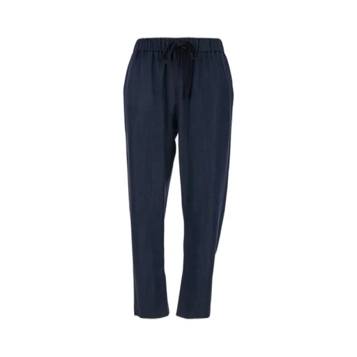 Plain Tech Fabric Pants With Elastic Waist