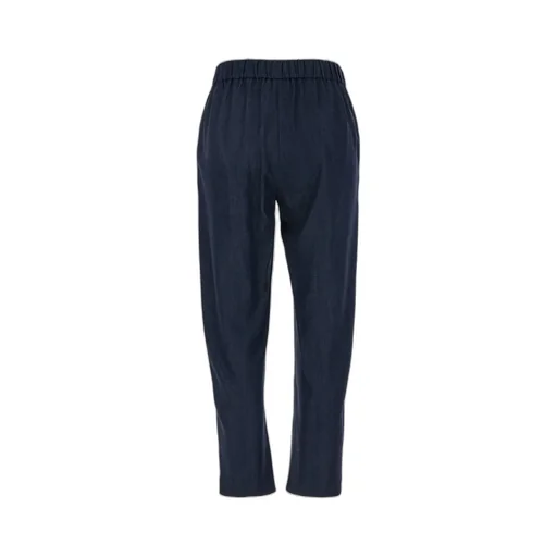 Plain Tech Fabric Pants With Elastic Waist
