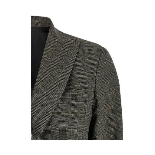 Plain Double-Breasted Check Jacket