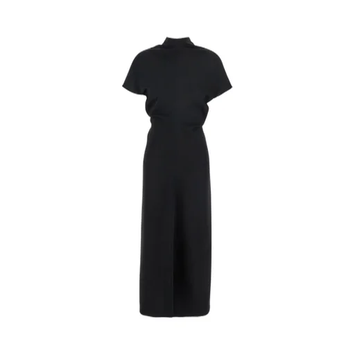 Plain High Neck Long Dress