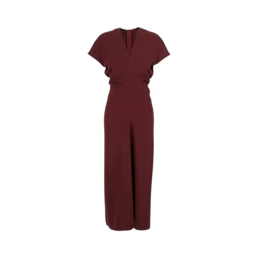 Plain V-Neck Tech Fabric Dress