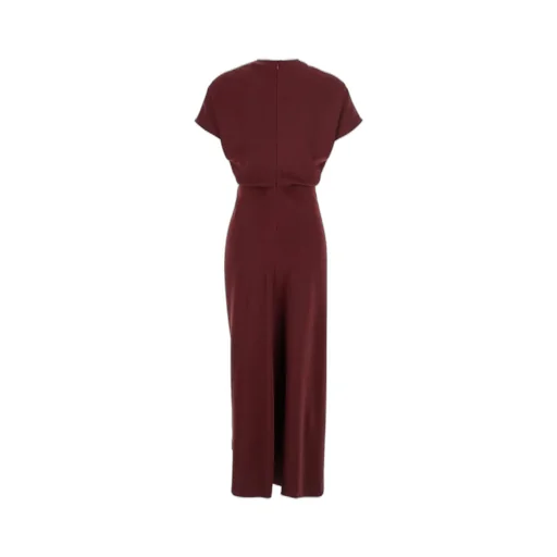 Plain V-Neck Tech Fabric Dress