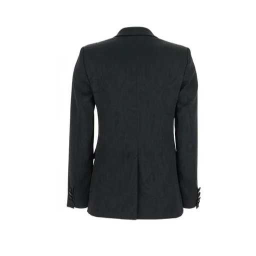 Plain Damask Double-Breasted Jacket