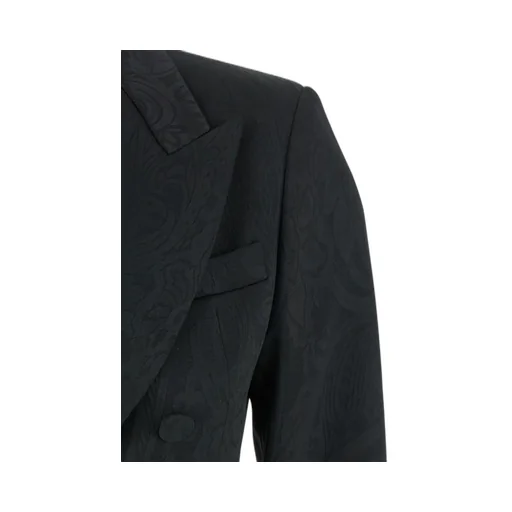 Plain Damask Double-Breasted Jacket