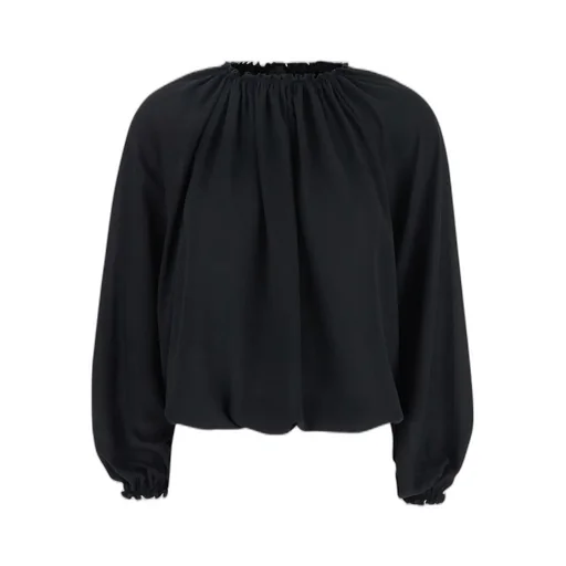 Plain Gathered Dropped-Shoulder Top