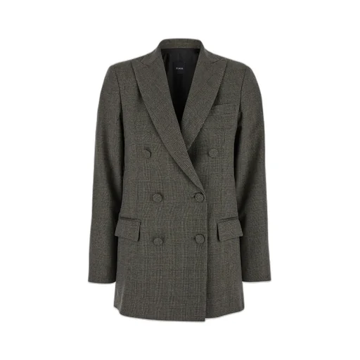 Plain Double-Breasted Check Jacket