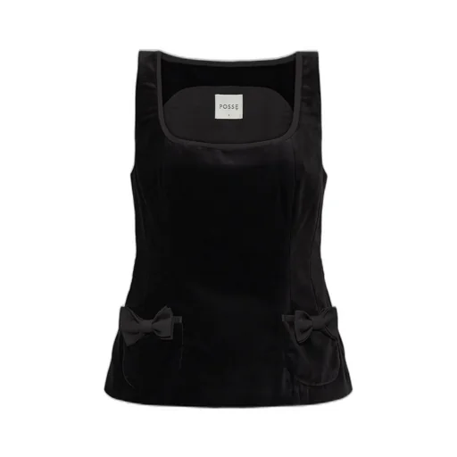 Posse Quincy Velvet Bow-Detail Top