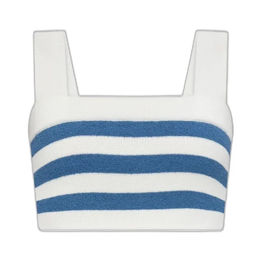 Posse Ari Striped Ribbed-Knit Cropped Top