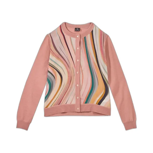 Ps Paul Smith Swirl Pattern Crewneck Buttoned Cardigan
