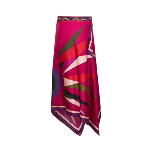 Pucci Asymmetric Scarf-Hem Midi Skirt