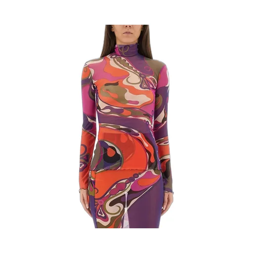 Pucci Orchidee Print Tulle Top