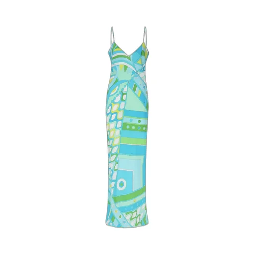 Pucci Vivara-Printed V-Neck Sleeveless Maxi Dress