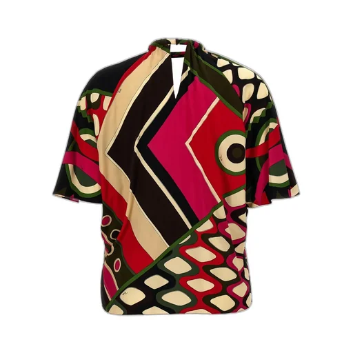 Pucci Vivara-Printed V-Neck Cap-Sleeved Blouse