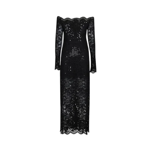 Paco Rabanne Sequin-Embroidered Lace Long Dress