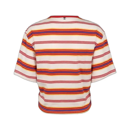 Paco Rabanne Ring Detailed Striped Cropped T-Shirt