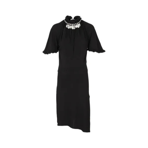 Paco Rabanne Crystal-Embellished High-Neck Midi Dress
