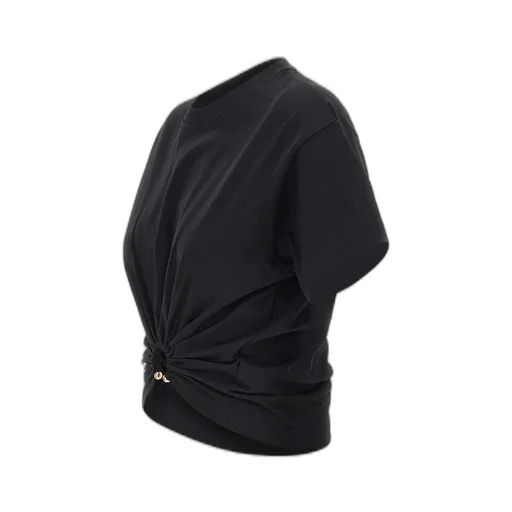 Paco Rabanne Ring Detailed Cropped T-Shirt