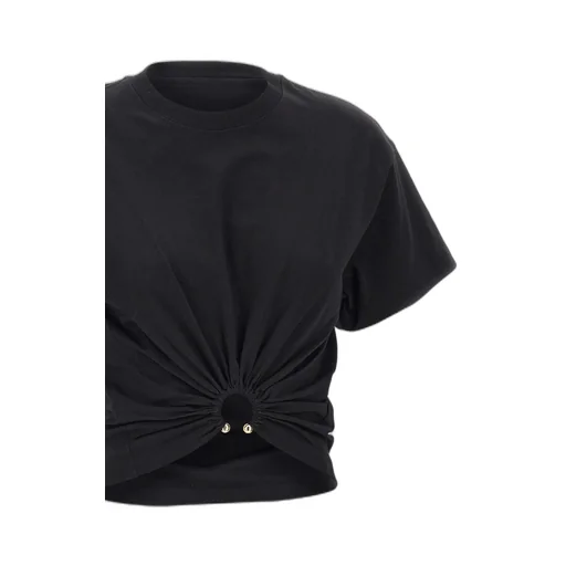 Paco Rabanne Ring Detailed Cropped T-Shirt
