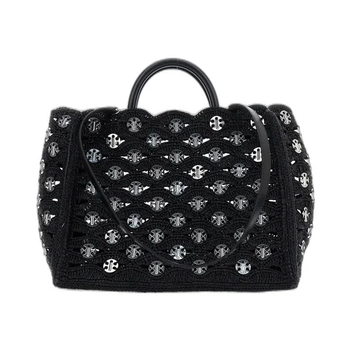 Paco Rabanne Disc Detailed Woven Tote Bag