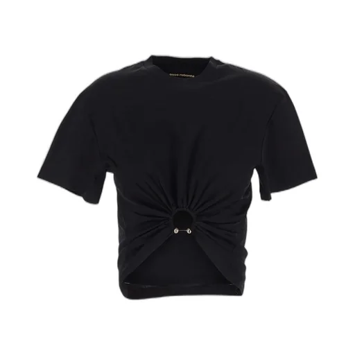 Paco Rabanne Ring Detailed Cropped T-Shirt