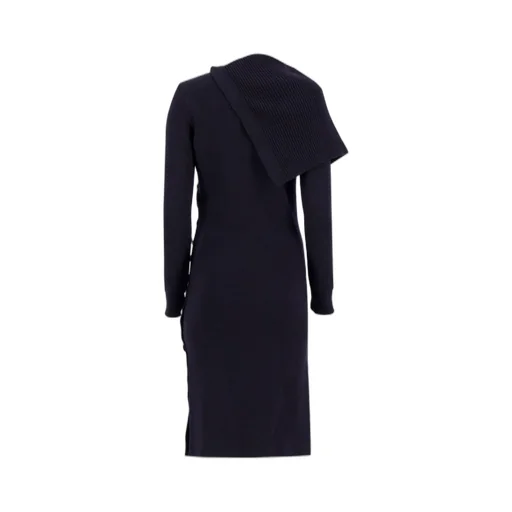 Paco Rabanne	Long Sleeved Asymmetric Button Ribbed Dress