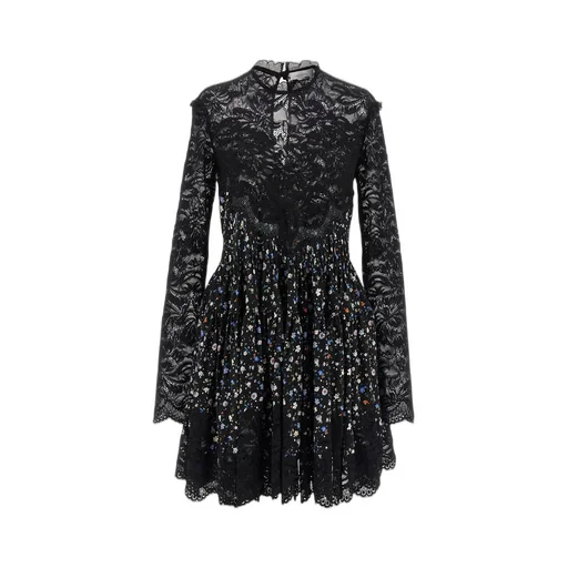 Paco Rabanne Floral Pleated Lace Dress