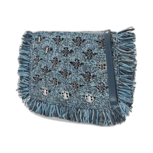 Paco Rabanne Iconic 1969 Discs Detailed Denim Pouch Bag