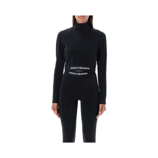 Paco Rabanne Logo-Underband Zipped Cropped Top