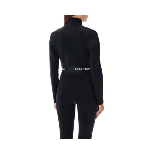 Paco Rabanne Logo-Underband Zipped Cropped Top