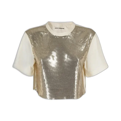 Paco Rabanne Chainmail-Panel Cropped T-Shirt