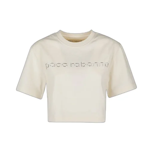 Paco Rabanne Logo Embroidered Cropped T-Shirt