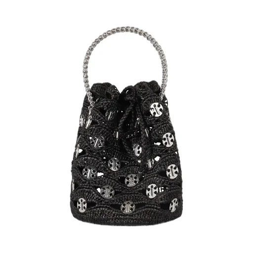 Paco Rabanne Raffia Drawstring Bucket Bag