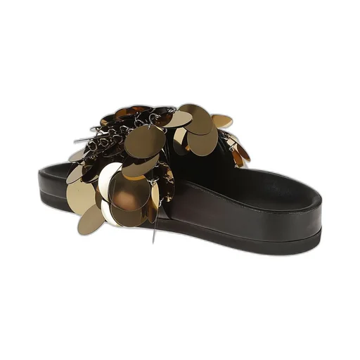 Paco Rabanne Sequin-Embellished Logo Printed Slides