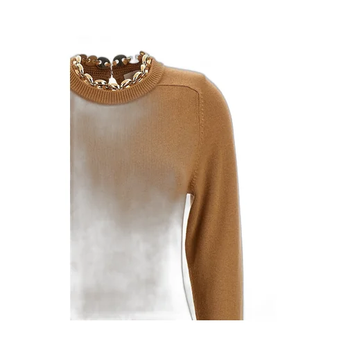 Paco Rabanne Chain-Embellished Long-Sleeved Knitted Dress
