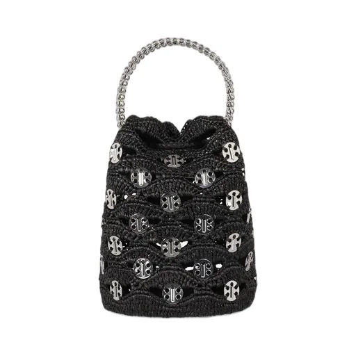 Paco Rabanne Raffia Drawstring Bucket Bag