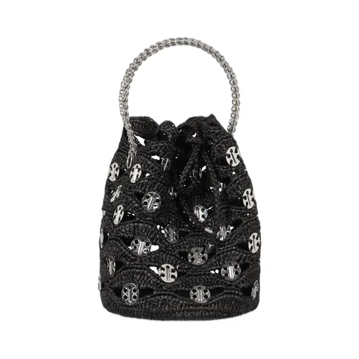 Paco Rabanne Raffia Drawstring Bucket Bag