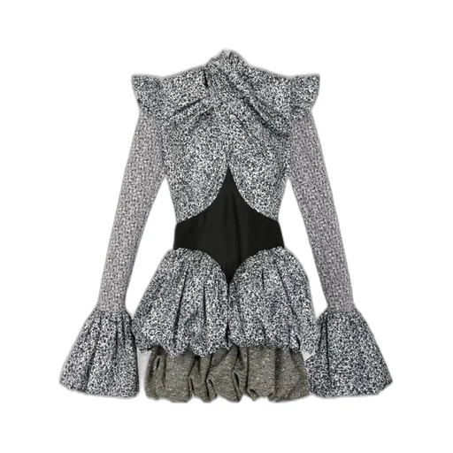 Paco Rabanne Panelled Printed Satin Mini Dress