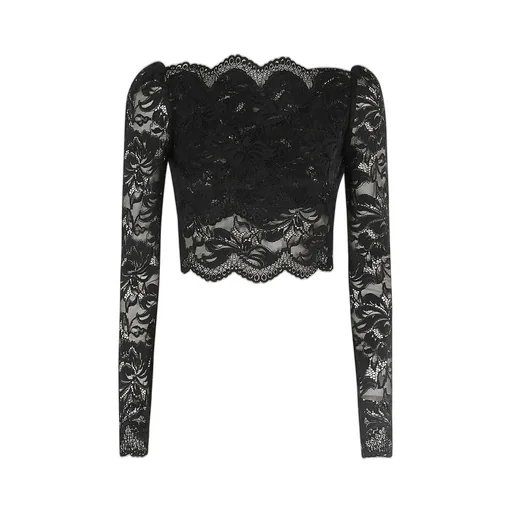 Paco Rabanne Long Sleeved Cropped Laced Top