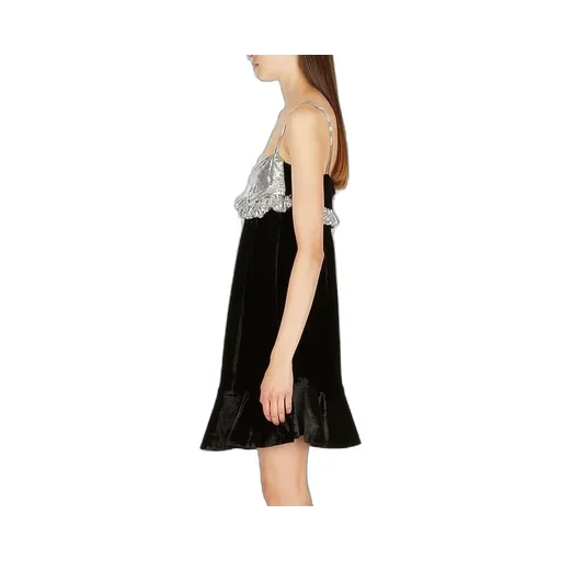 Paco Rabanne Two-Toned Chainmail Velvet Mini Dress