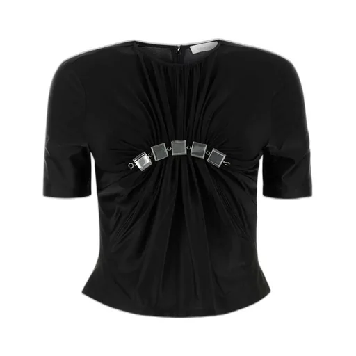 Paco Rabanne Embellished Draped Mock Neck Top