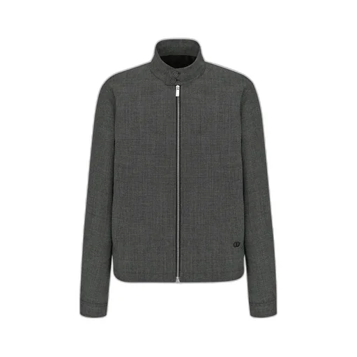 Micro-Houndstooth Harrington-Shape Jacket