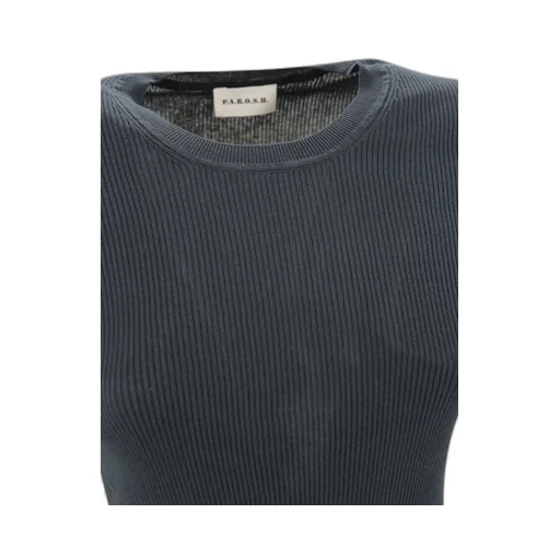 P.A.R.O.S.H. Short-Sleeved Crewneck Knitted Top