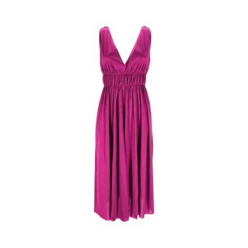 P.A.R.O.S.H. V-Neck Midi Jersey Dress